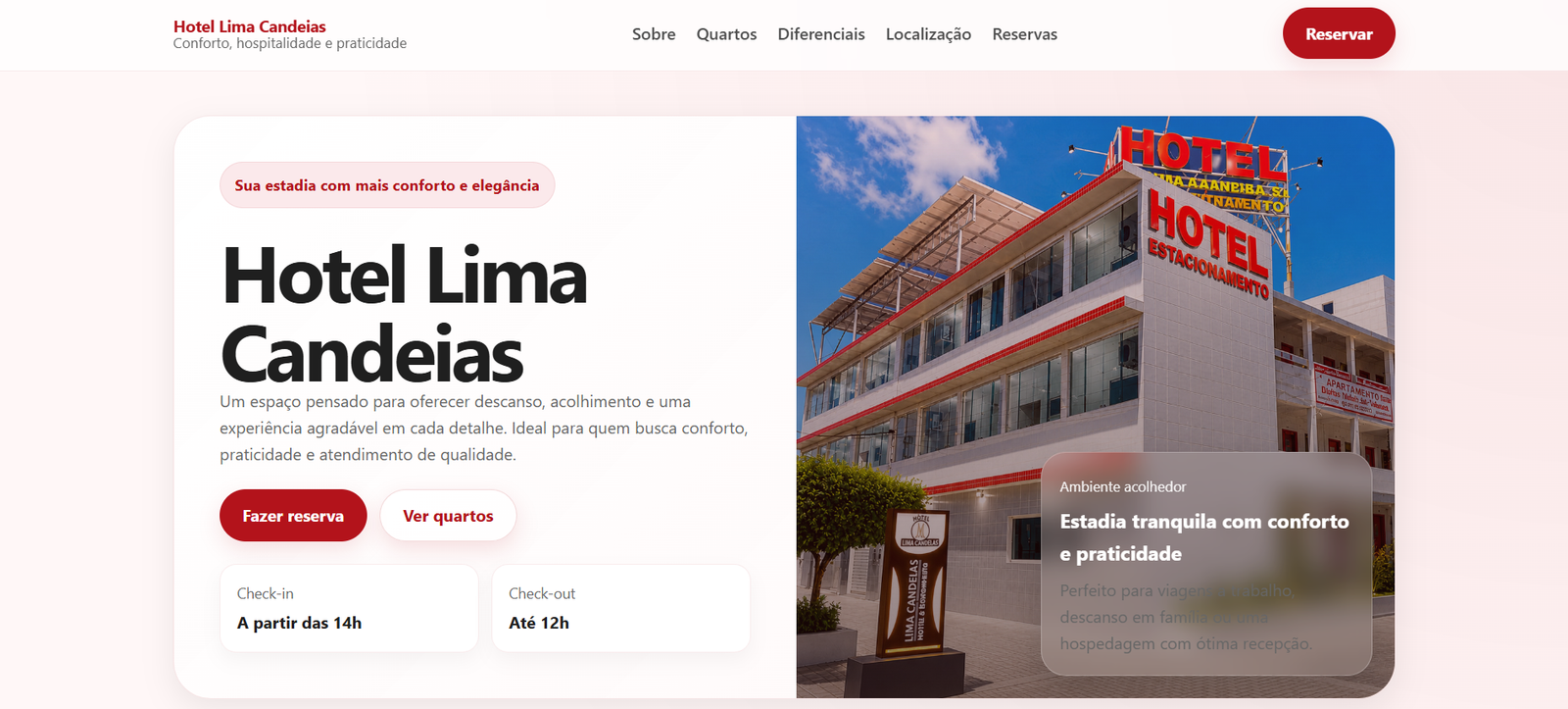 Landing page Hotel Lima Candeias